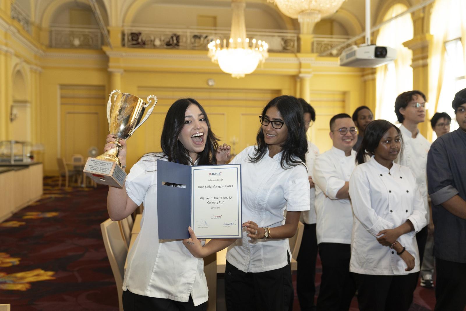 BHMS Culinary Cup winner celebrating with trophy